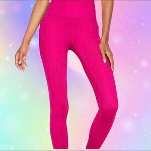 Neon Pink High Rise Leggings - Pockets, Size Small/Medium